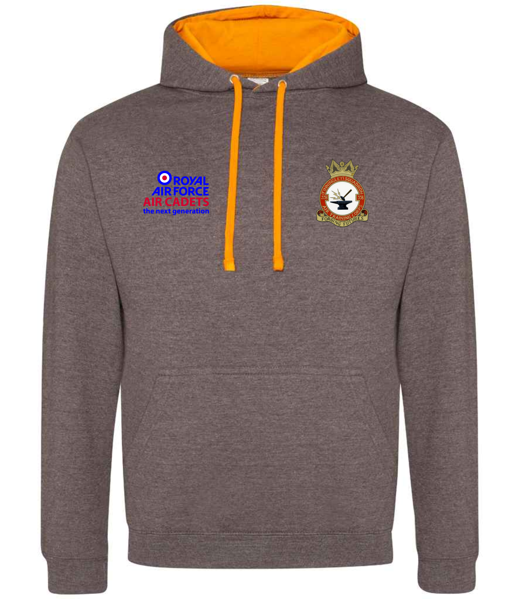 558 RAF Squadron Hoodie – Charcoal with Orange Hood