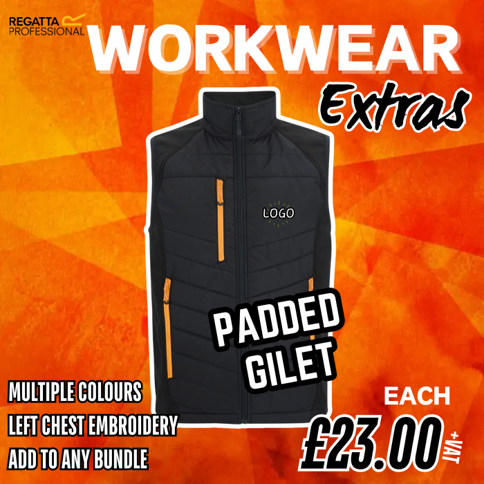Workwear Extras - Padded Gilet - Black & Orange, XXXL